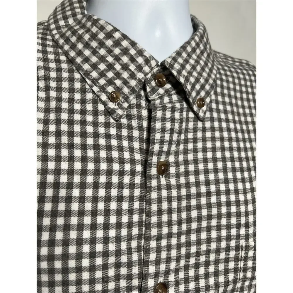 J Crew Mens XXLT Classic Brushed Twill Flannel Button Down Gray Check Shirt